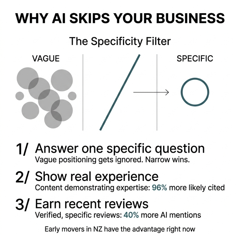 AI search optimisation for small business New Zealand - why AI skips your business