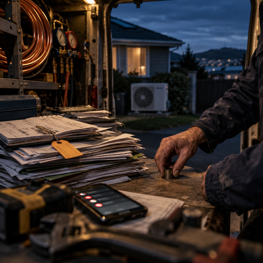 HVAC business profitability starts with clear roles, quote follow-up and five numbers. Practical steps for busy NZ heat pump and HVAC owners.